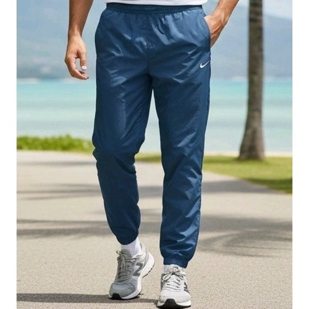 Nike Ankle Zip Track Pants Men's XL Navy Blue Nylon Elastic Waist Activewear